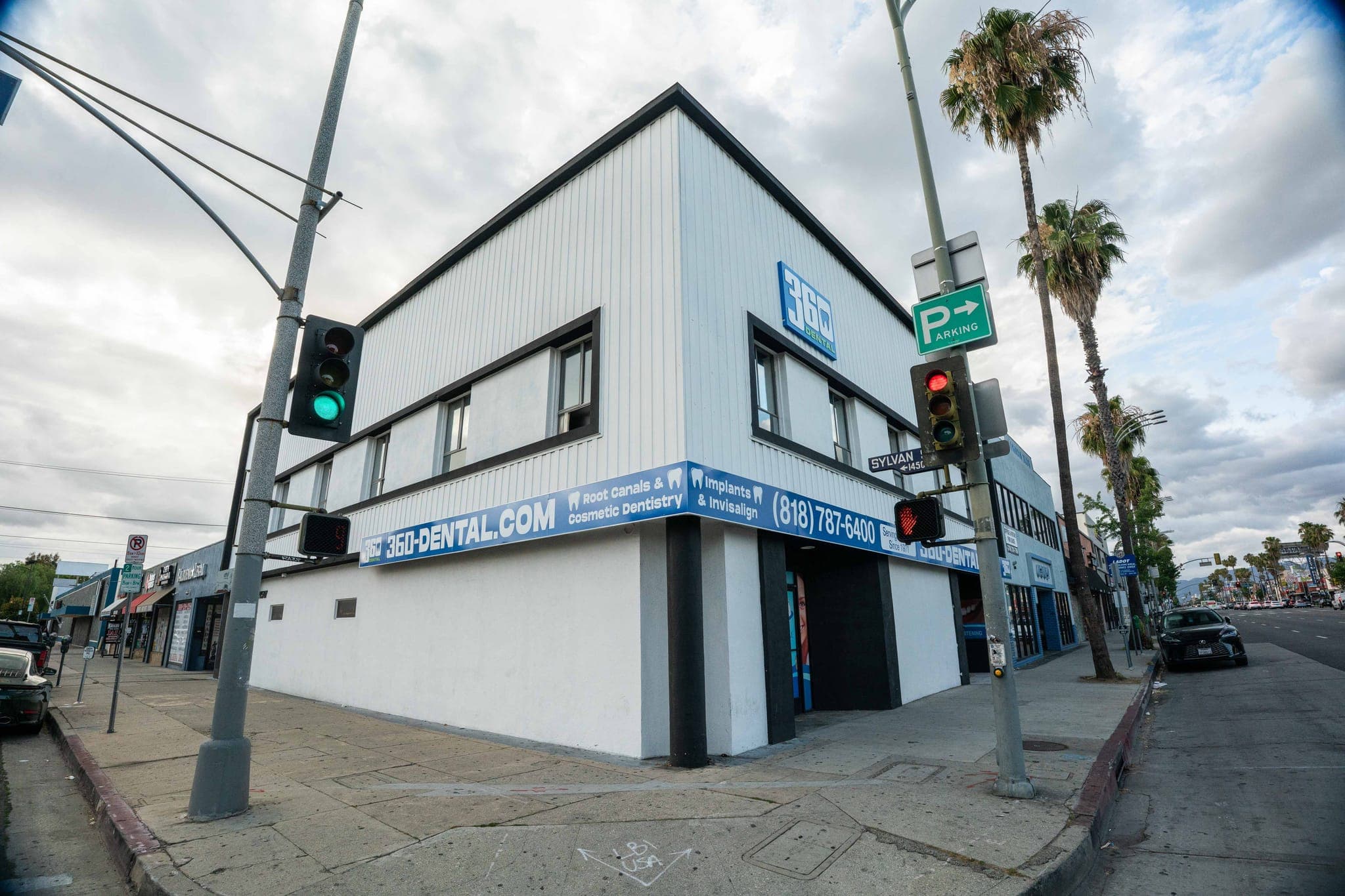 The 360 Dental building on the corner of Van Nuys Boulevard and Sylvan Street