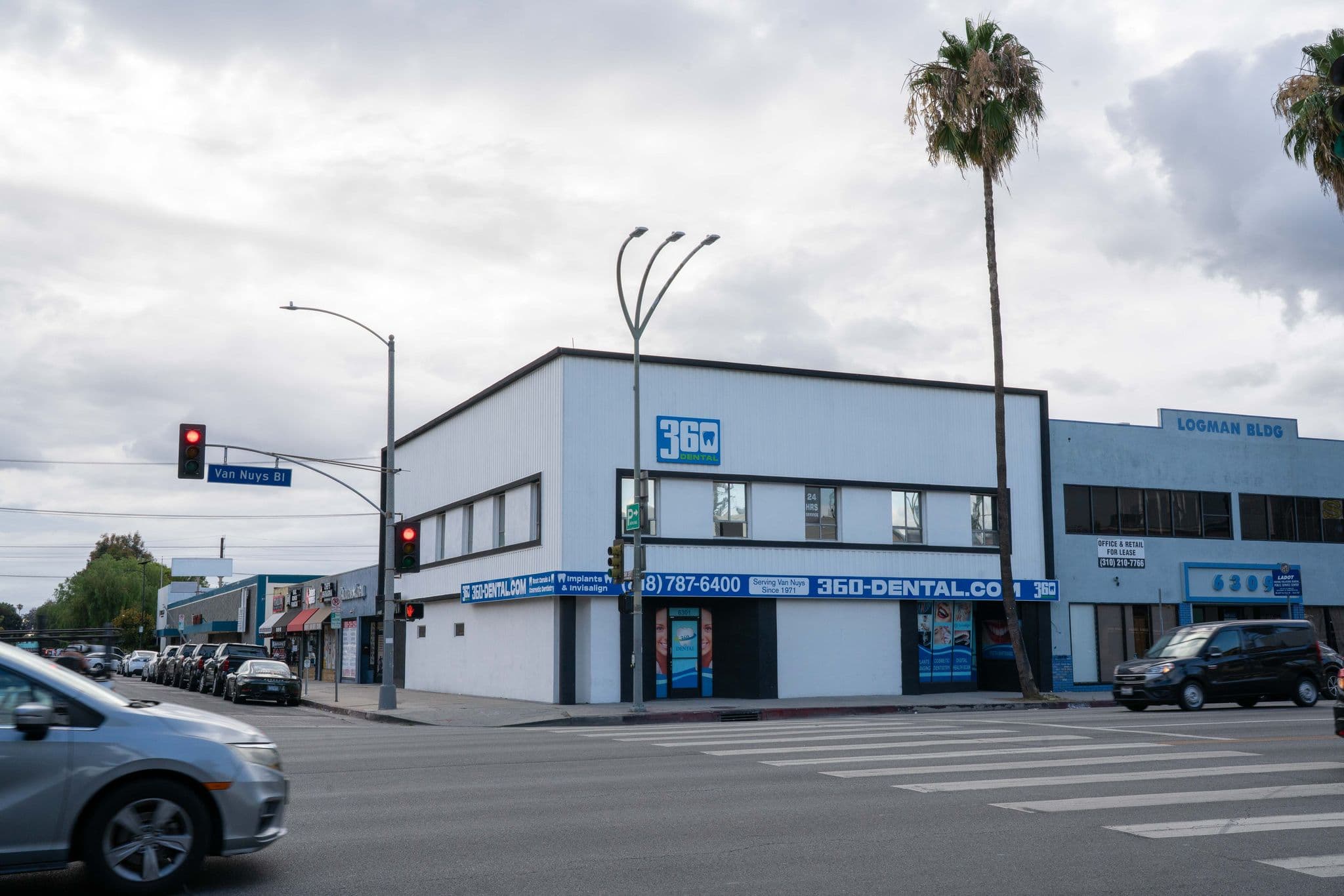 The 360 Dental building on the corner of Van Nuys Boulevard