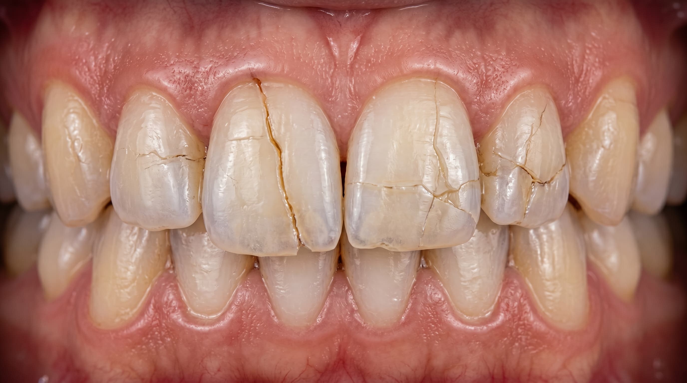 Close Up of Molar Tooth with Hairline Crack on Dark Surface