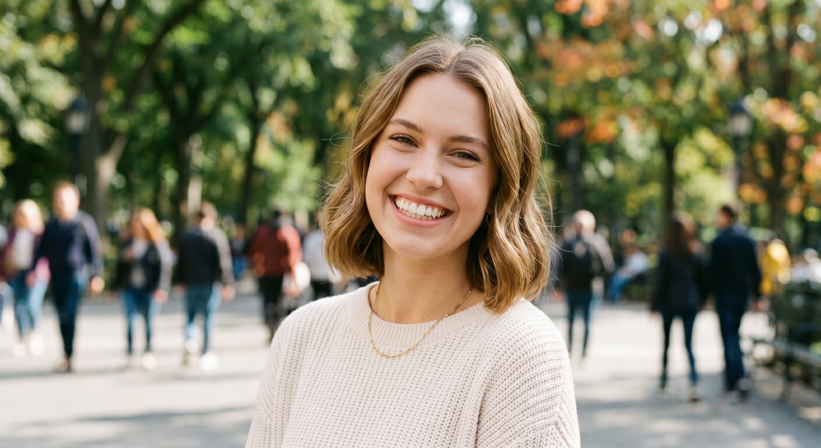 Confident Young Woman Smiling with Straight Teeth After Orthodontics