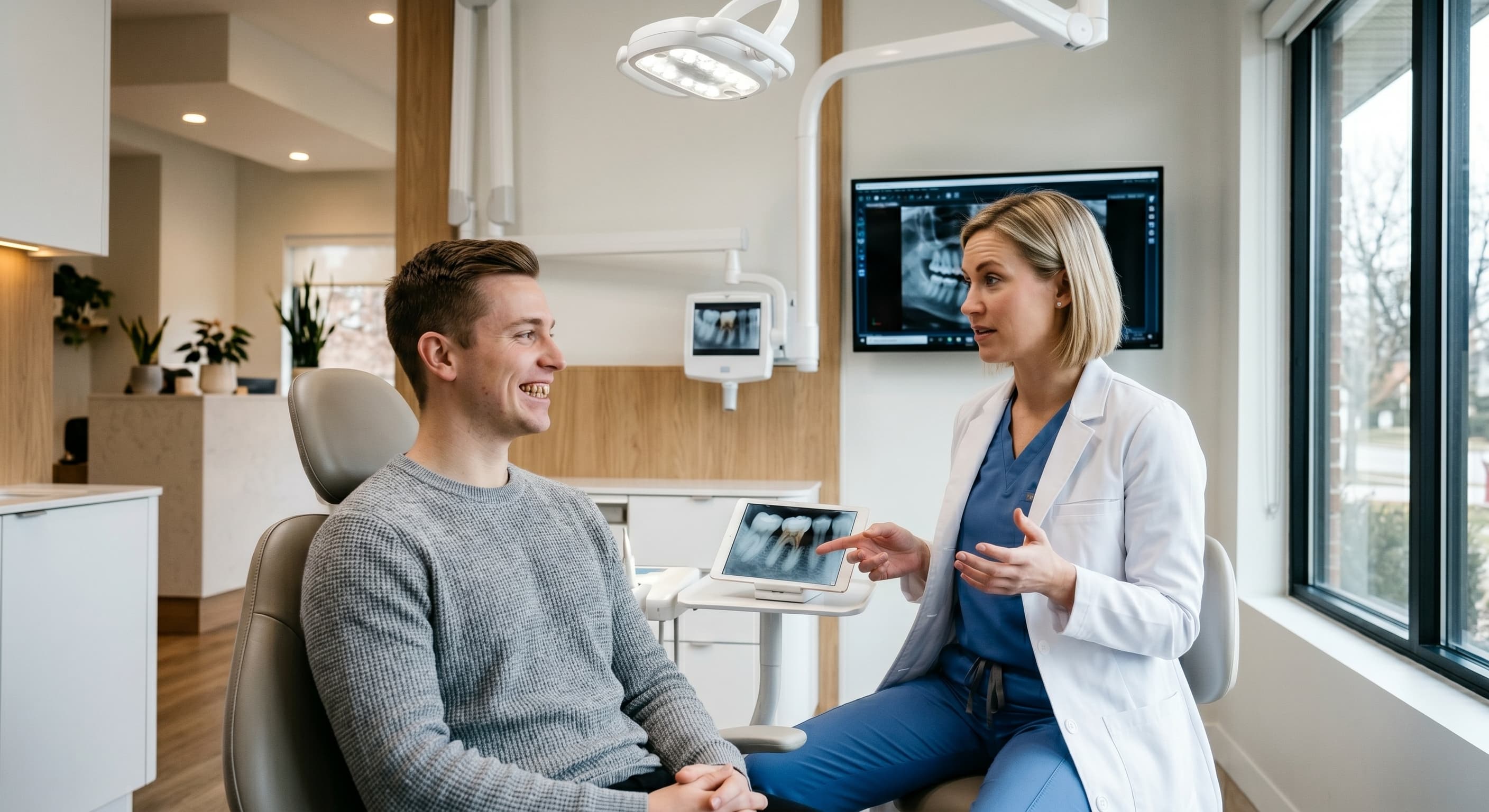 Young Adult Dental Patient Consultation Modern Dental Office